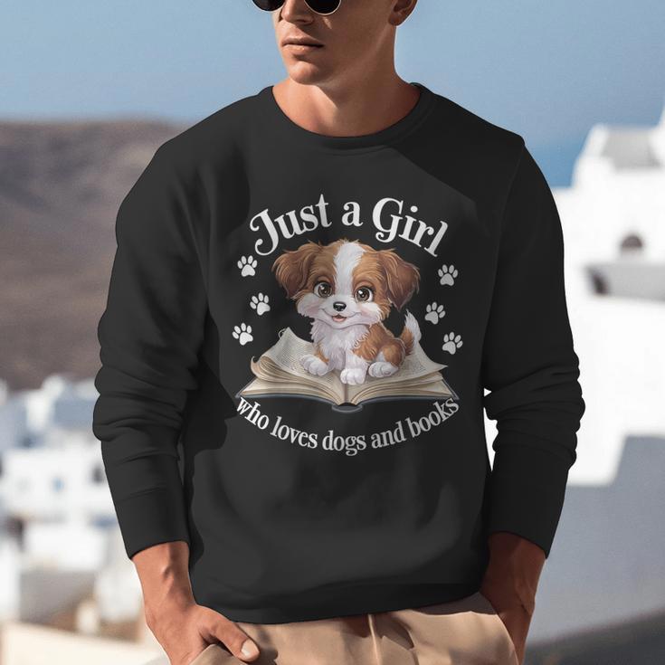 Just a Girl Who Loves Dogs And Books Cute Dog Unisex Sweatshirt