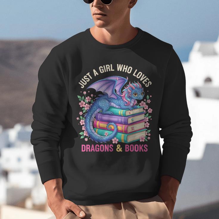Just a Girl Who Loves Dragons And Books Dragon Reading Unisex Sweatshirt