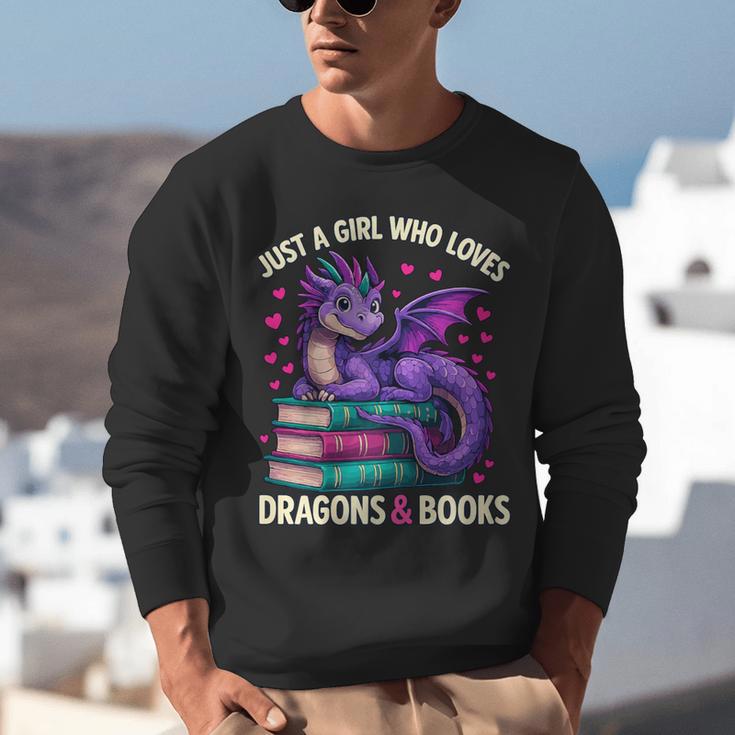 Just a Girl Who Loves Dragons And Books Reading Unisex Sweatshirt