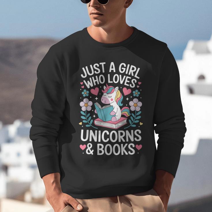 Just a Girl Who Loves Unicorns And Books Unisex Sweatshirt