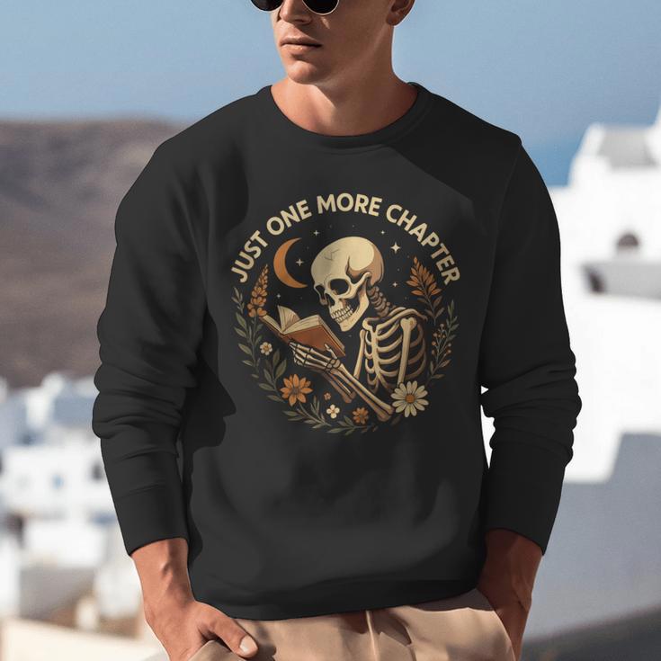 Just One More Chapter Book Lover Bookish Reading Skeleton Unisex Sweatshirt