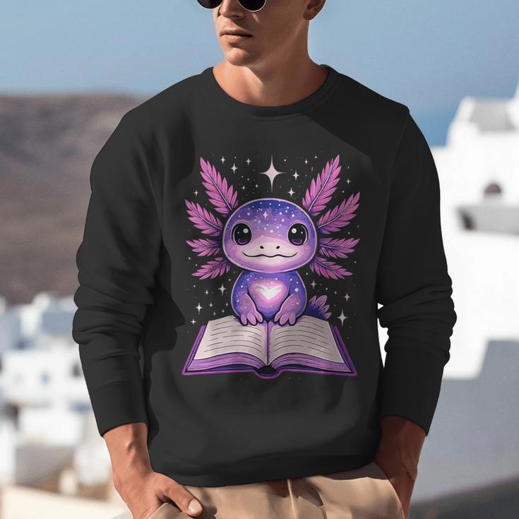 Kawaii Axolotl Cute Axolotls Reading Book Unisex Sweatshirt