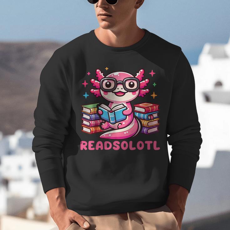 Kawaii Axolotl Readsolotl Book Lover Reading Bookworm Girls Unisex Sweatshirt
