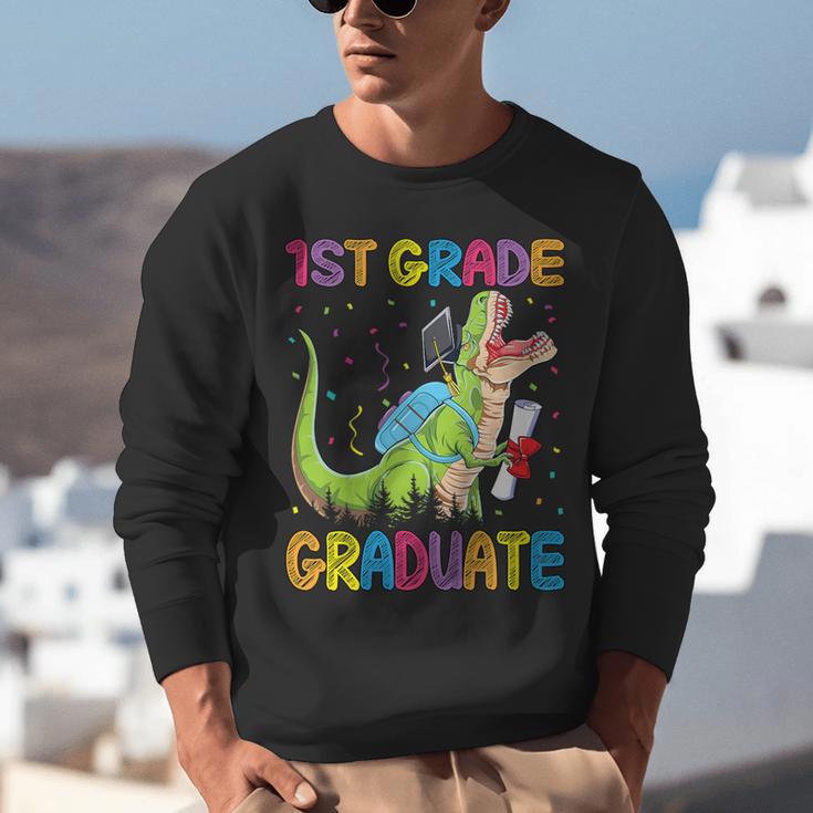 Kids 1st Grade Graduate Dinosaur Trex 1st Grade Graduation Unisex Sweatshirt