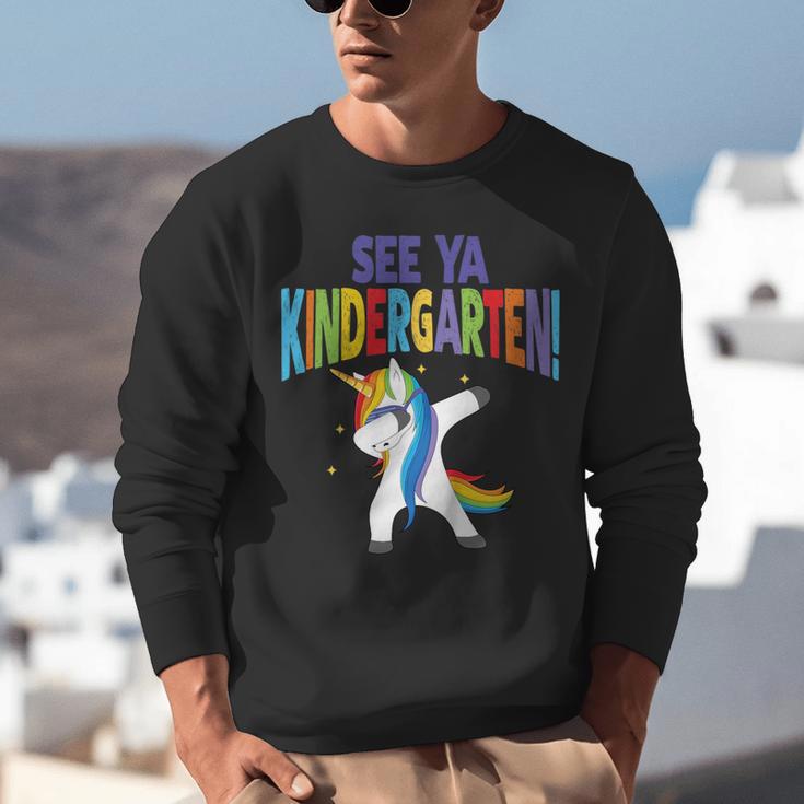 Kids Dabbing Unicorn Kindergarten Graduation See Ya Unisex Sweatshirt