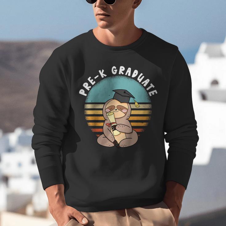 Kids Pre-K Graduate Sloth Cap And Gown Cute Preschool Graduation Unisex Sweatshirt
