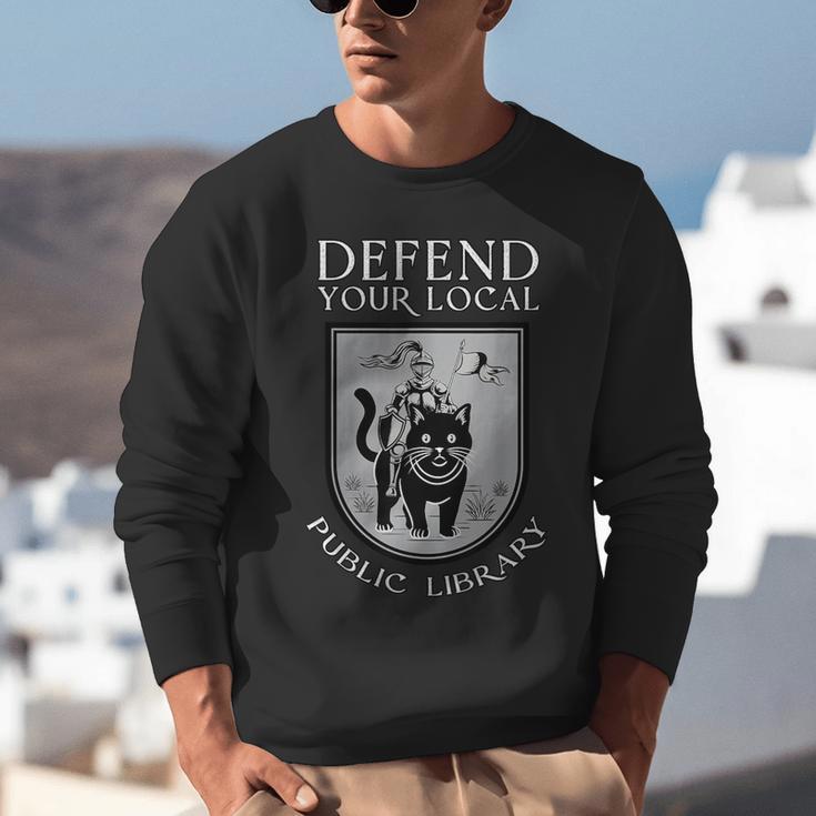 Knight Cat Defend Your Public Library Book Lover Unisex Sweatshirt