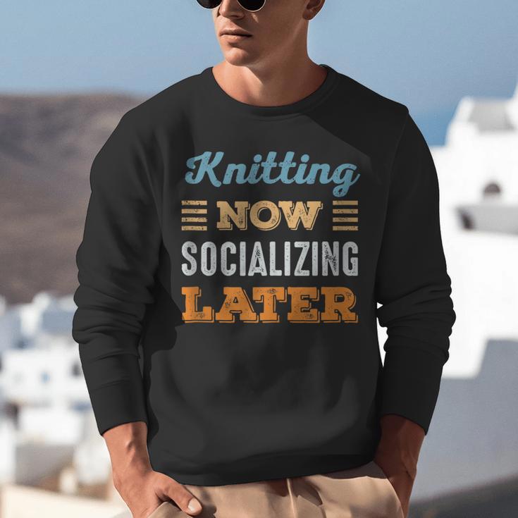 Knitting Now Minimal Socializing Introvert Vintage Unisex Sweatshirt