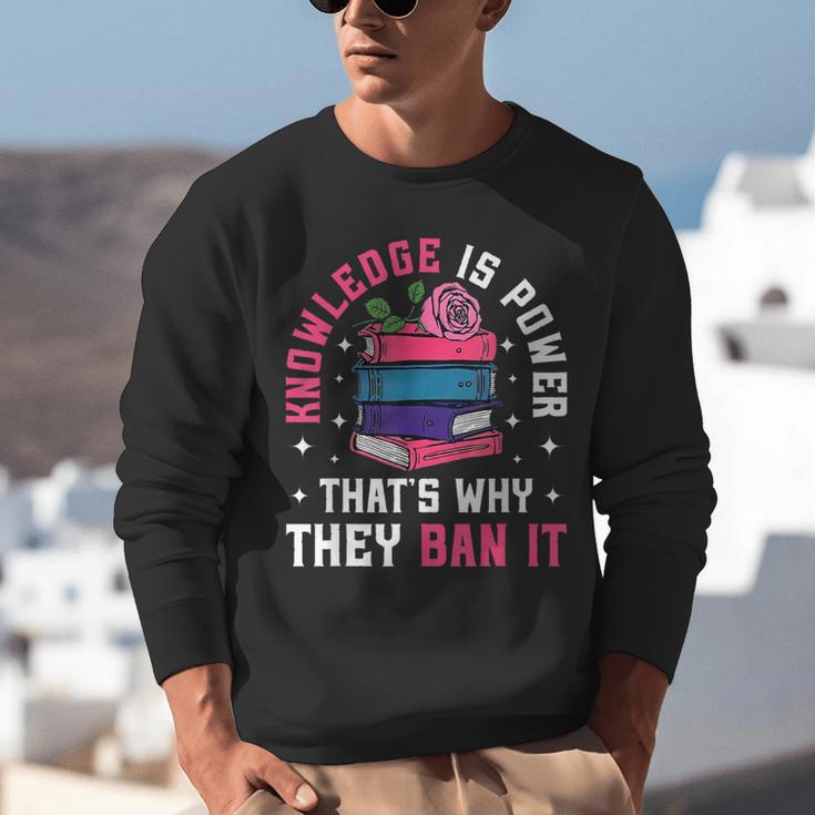 Knowledge Is Power Book Club Librarian Read Banned Books Unisex Sweatshirt