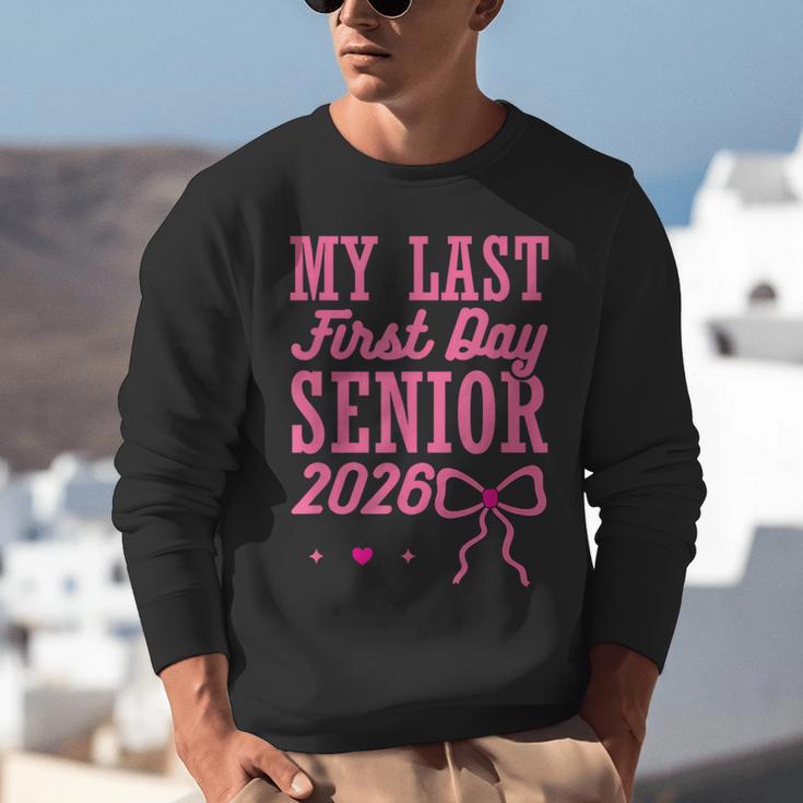 My Last First Day Senior 2026 Coquette Pink Bow Graduation Unisex Sweatshirt