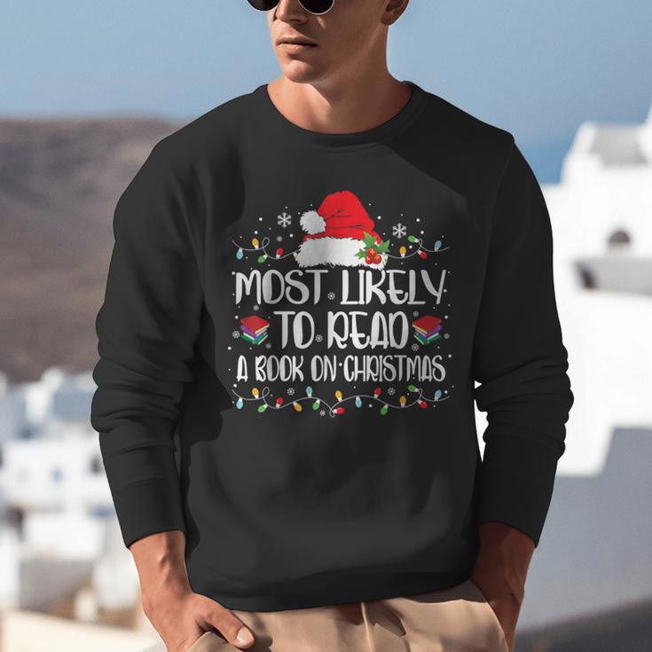 Most Likely To Read A Book On Christmas Family Matching Unisex Sweatshirt Most Likely To Read A Book On Christmas Family Matching Unisex Sweatshirt