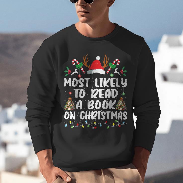 Most Likely To Read A Book On Christmas Matching Family Unisex Sweatshirt
