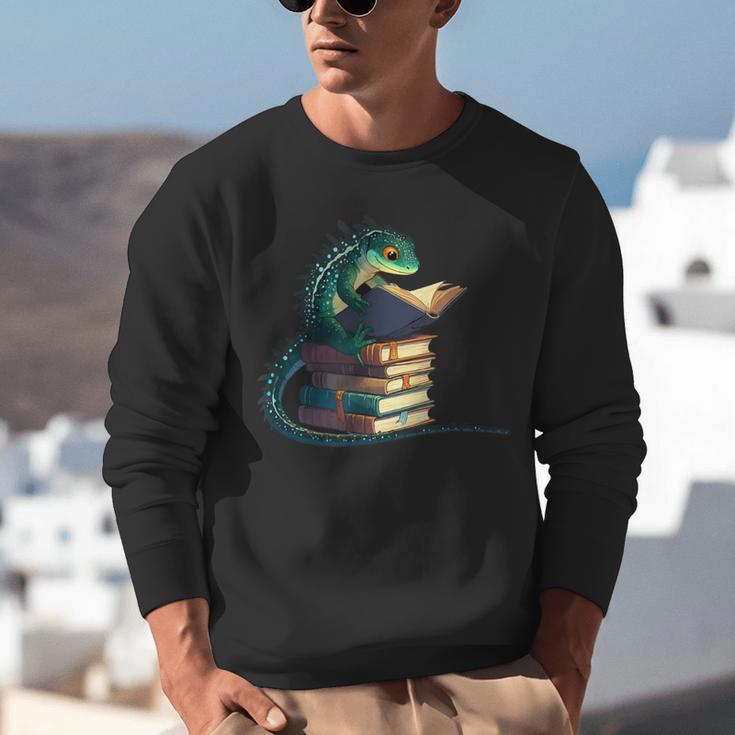 Lizard Reading Book Librarian Bookworm Reader Read Unisex Sweatshirt