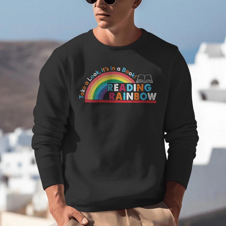Take A Look A Book Vintage Reading Librarian Rainbow Unisex Sweatshirt