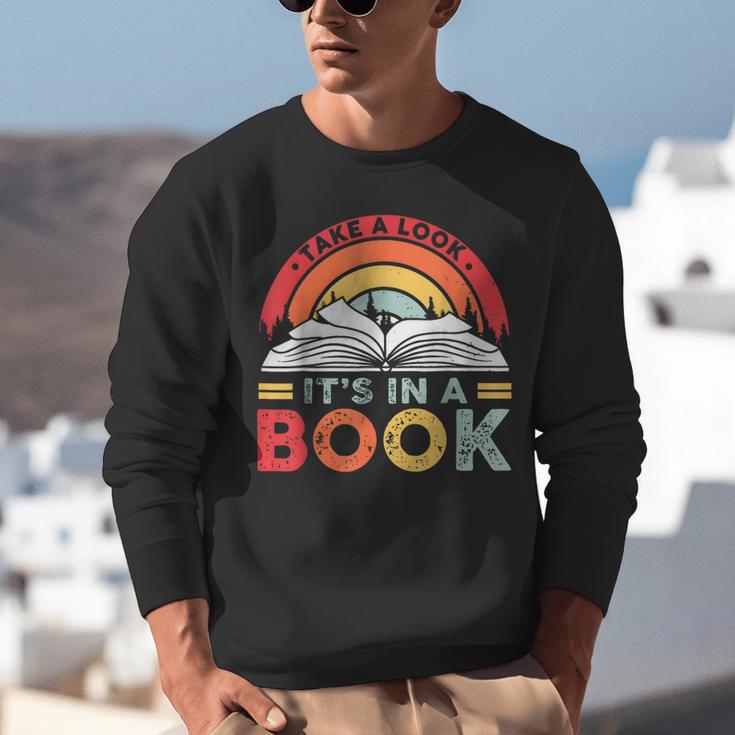 Take A Look It's In A Book Reading Book Vintage Rainbow Unisex Sweatshirt