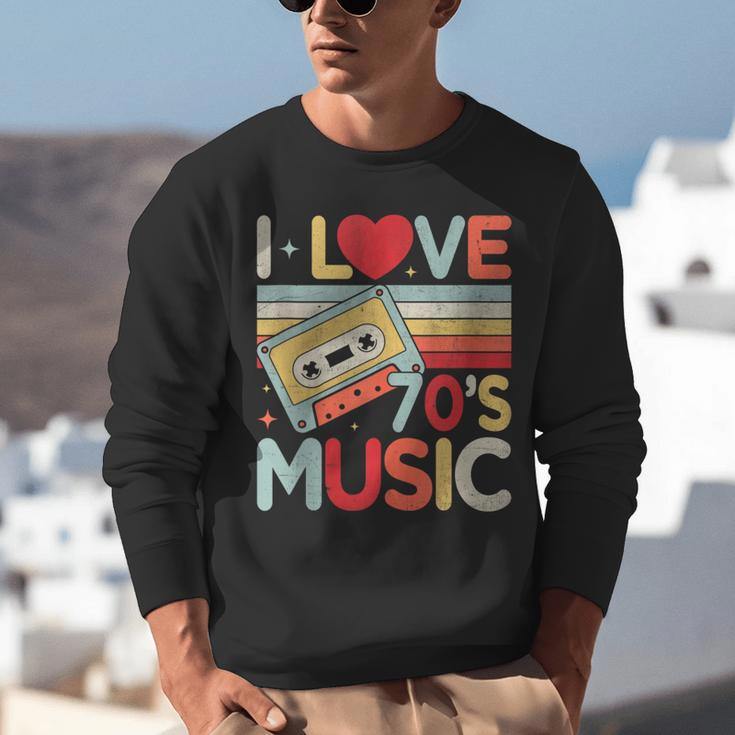 I Love 70's Music Retro Style Nostalgia Cassette 1970s Party Unisex Sweatshirt