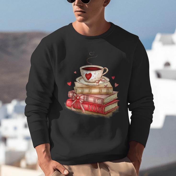 Love Book Coffee Heart Coquette Bow Valentines Day Unisex Sweatshirt Love Book Coffee Heart Coquette Bow Valentines Day Unisex Sweatshirt