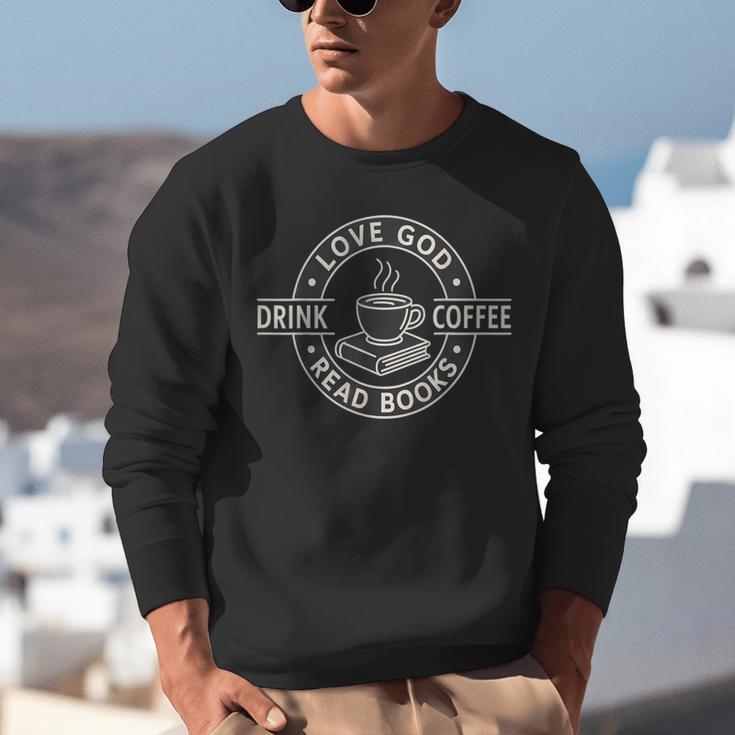 Love God Drink Coffee Read Books Lover Christian Vintage Unisex Sweatshirt