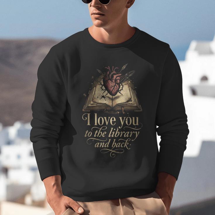 I Love You To The Library And Back Anatomical Heart Book Unisex Sweatshirt