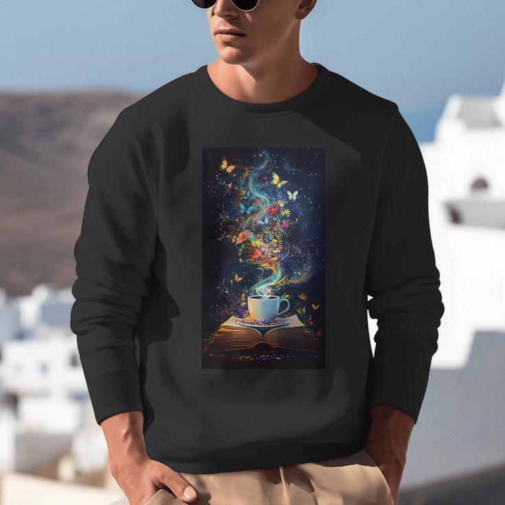 Magical Book Floral Coffee Books Nature Fantasy Unisex Sweatshirt Magical Book Floral Coffee Books Nature Fantasy Unisex Sweatshirt