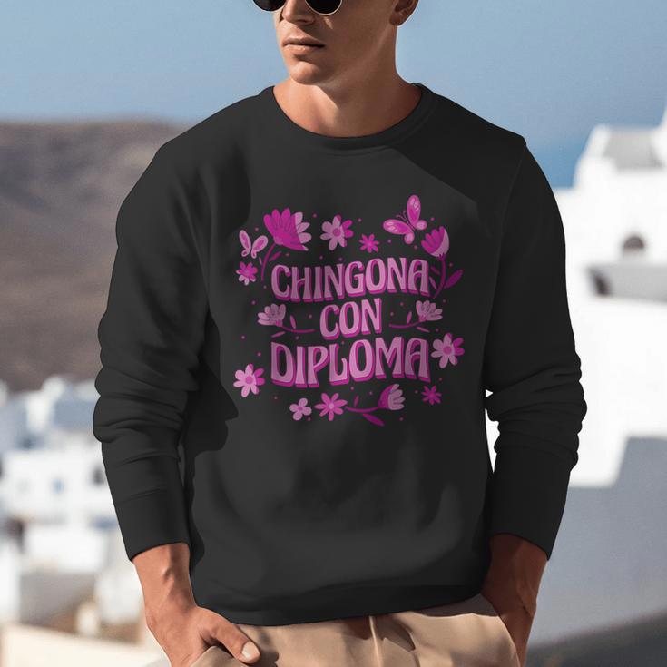 Masters Graduation Educated Latina Chingona Con Diploma Unisex Sweatshirt