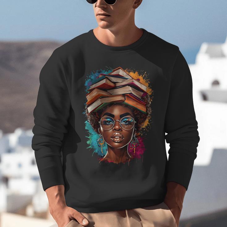 Melanin Girl Afro Book Lover Librarian Teacher Student Unisex Sweatshirt