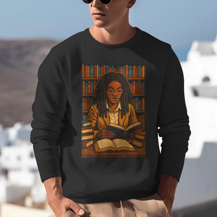 Melanin Girl Locs Book Lover Librarian Teacher Student Unisex Sweatshirt