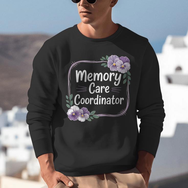Memory Care Coordinator Purple Floral Pansies Unisex Sweatshirt