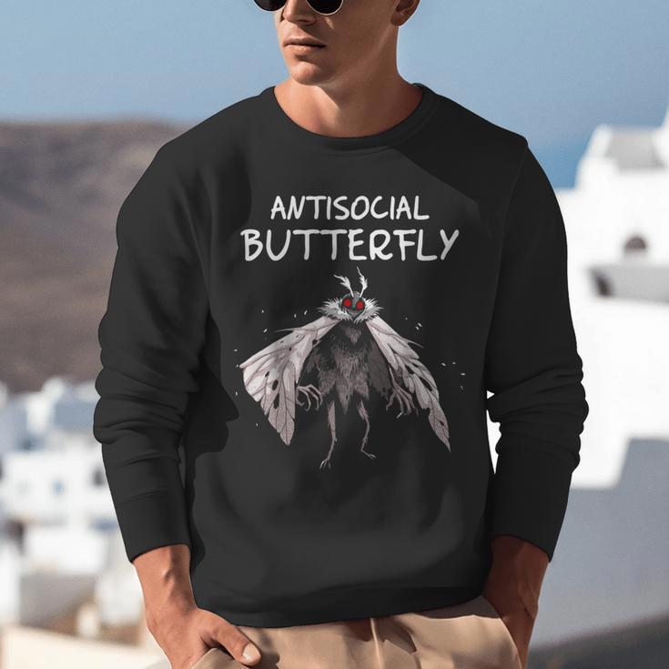 Mothman Shirt Antisocial Butterfly Introvert Cryptid Unisex Sweatshirt