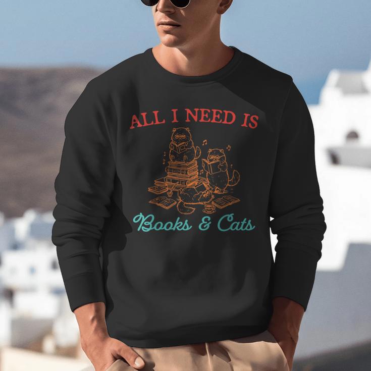 All I Need Is Books & Cats Cozy Unisex Sweatshirt
