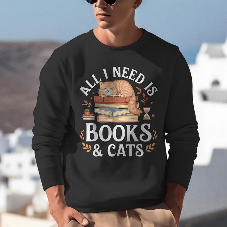 All I Need Is Books And Cats Reading Unisex Sweatshirt