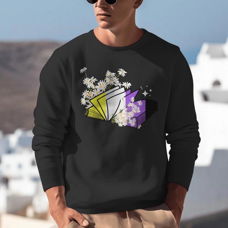 Non-Binary Book Lover Nonbinary Daisy LGBT Reading Pride Unisex Sweatshirt