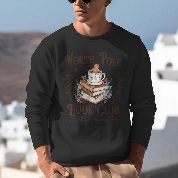 North Pole Book Club Hot Cocoa Served Daily Librarian Xmas Unisex Sweatshirt