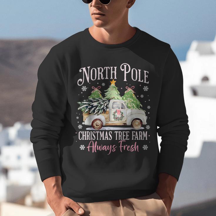 North Pole Tree Farm Merry Christmas Holiday Scene Nostalgia Unisex Sweatshirt North Pole Tree Farm Merry Christmas Holiday Scene Nostalgia Unisex Sweatshirt