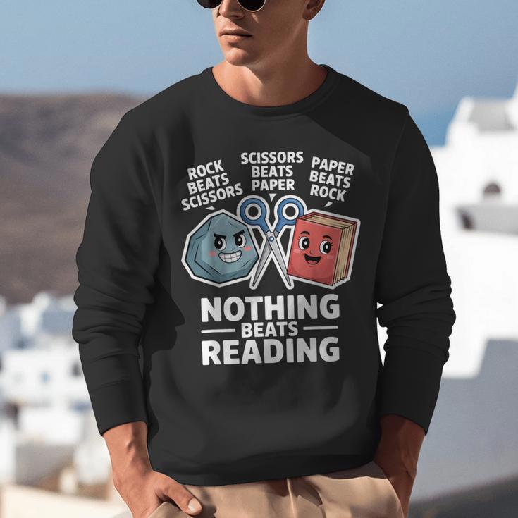 Nothing Beats Reading Rock Paper Scissors Book Lover Unisex Sweatshirt Nothing Beats Reading Rock Paper Scissors Book Lover Unisex Sweatshirt