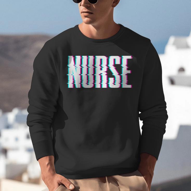 Nurse Glitch Aesthetic Graduation Nurse Glitch Graphic Art Unisex Sweatshirt