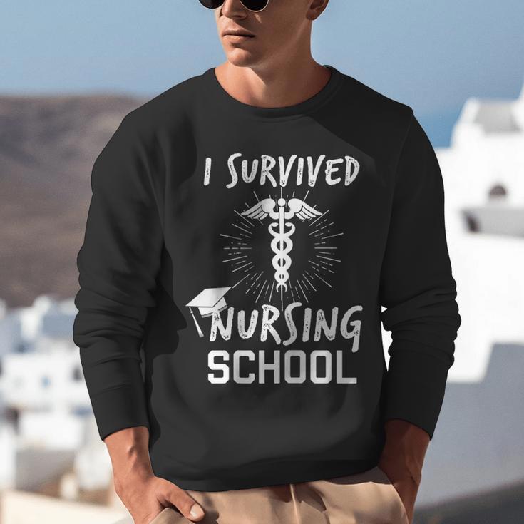 Nursing School Graduation Shirt I Survived RN Gift Unisex Sweatshirt