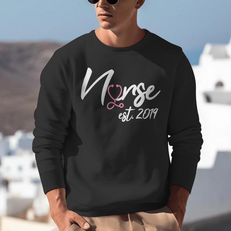 Nursing School Survivor Apparel Graduation Nurse RN EST 2019 Unisex Sweatshirt