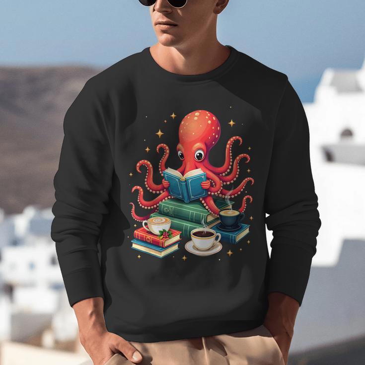 Octopus Reading Books Tea Coffee Unisex Sweatshirt