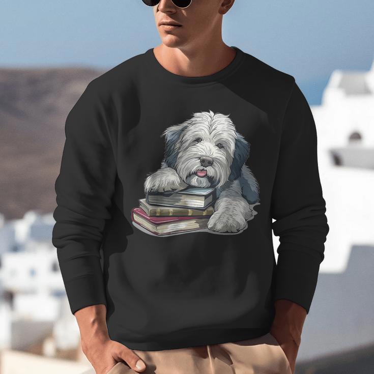 Old English Sheepdog Books Reading Dog Breed Graphic Unisex Sweatshirt