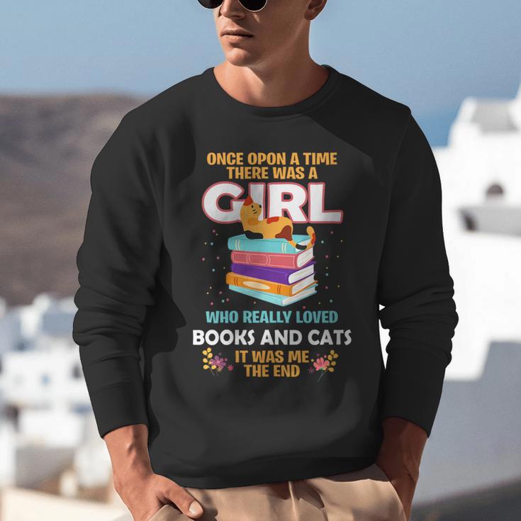 Once Upon A Time There Was A Girl Who Loves Books And Cats Unisex Sweatshirt Once Upon A Time There Was A Girl Who Loves Books And Cats Unisex Sweatshirt