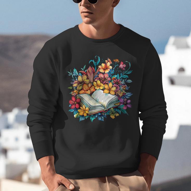 Open Book With Colorful Floral Reading Magic Unisex Sweatshirt