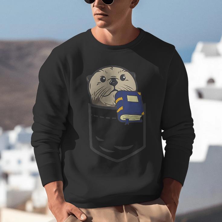 Otter Cute Read Reading Book Librarian Across America Kids Unisex Sweatshirt