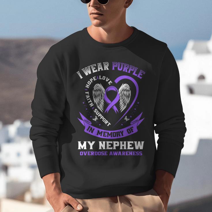 Overdose Awareness Shirt In Memory Of Nephew Purple Ribbon Unisex Sweatshirt Overdose Awareness Shirt In Memory Of Nephew Purple Ribbon Unisex Sweatshirt
