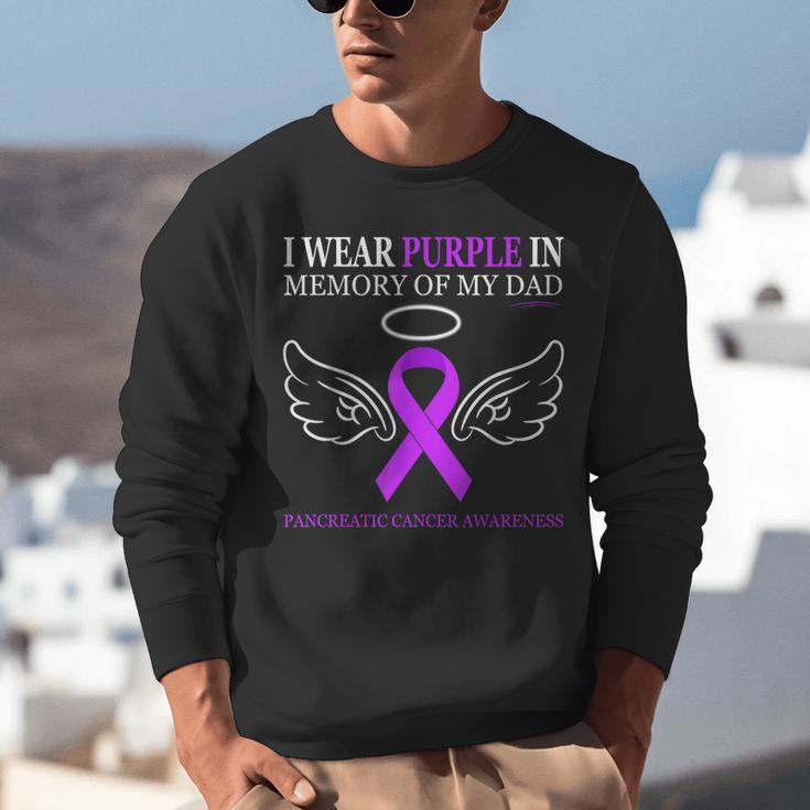 Pancreatic Cancer I Wear Purple In Memory Of My Dad Unisex Sweatshirt