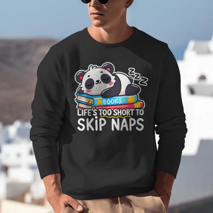 Panda Napping On Books Life’s Too Short To Skip Naps Unisex Sweatshirt