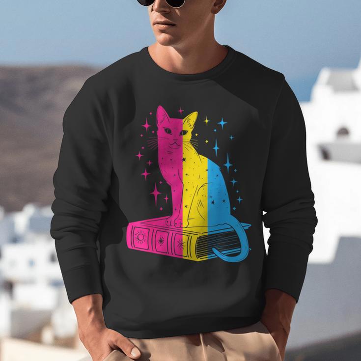 Pansexual Pride Celestial Cat Sitting Book LGBTQ Pan Colors Men Women Unisex Sweatshirt Pansexual Pride Celestial Cat Sitting Book LGBTQ Pan Colors Men Women Unisex Sweatshirt