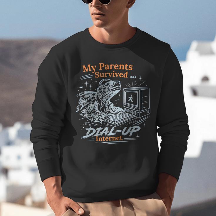 My Parents Survived Dial Up Internet Nostalgia Turtle Unisex Sweatshirt