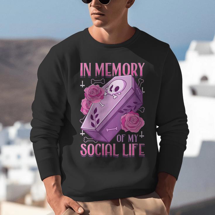 Pastel Goth In Memory Of My Social Life Coffin & Pink Roses Unisex Sweatshirt Pastel Goth In Memory Of My Social Life Coffin & Pink Roses Unisex Sweatshirt