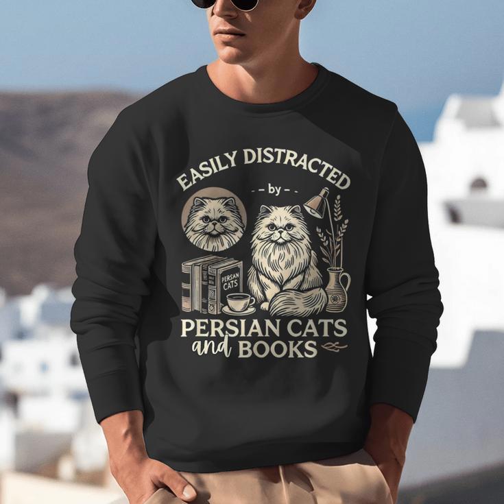 Persian Cat Persian Cats Persian Cats And Books For Men Women Kids Unisex Sweatshirt